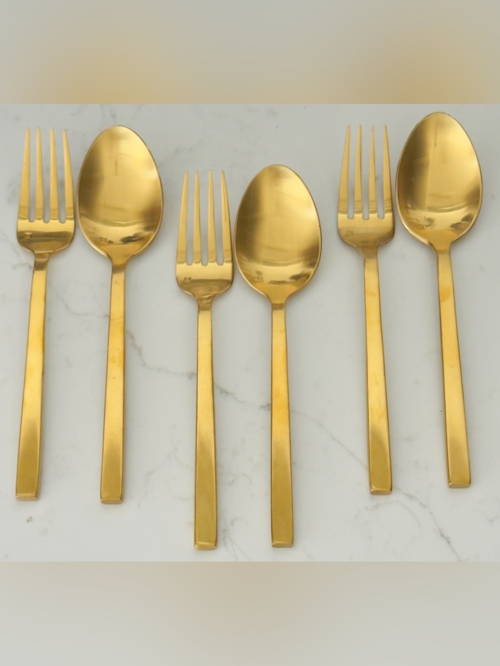3 Matching Fortessa Arezzo Brushed Gold Serving Sets, Stamped Front & Back